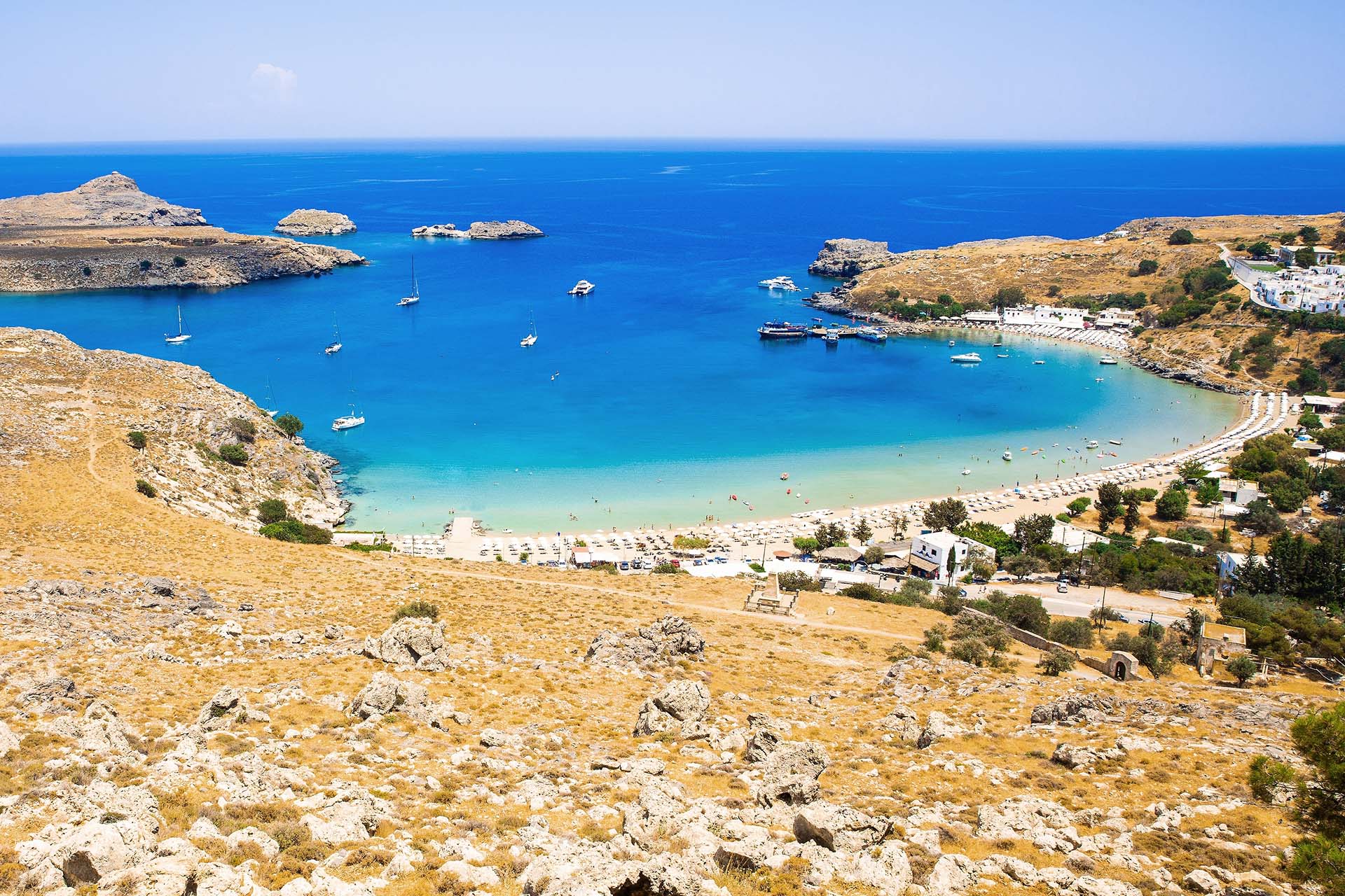 AutoRhodes Car Rental faliraki beach aerial view